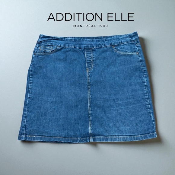 Addition Elle (Love & Legend), Plus Size Pull-On Denim Skirt, 20W, Blue - Picture 1 of 6